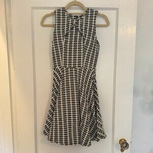 Opening Ceremony Black and White Geometric Print Fit and Flare Dress - Size S